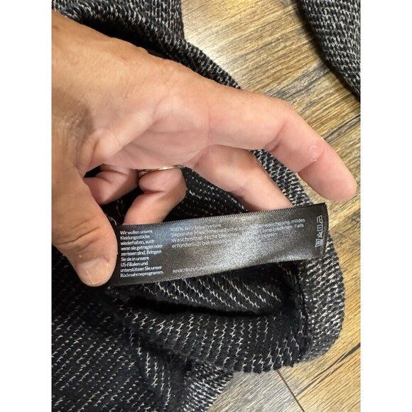 Eileen Fisher Organic Cotton Woven Stand Collar Long Jacket Coat Black White L - Picture 6 of 8